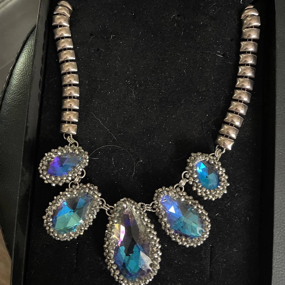Heidi Daus Silver and Blue Ornate Necklace